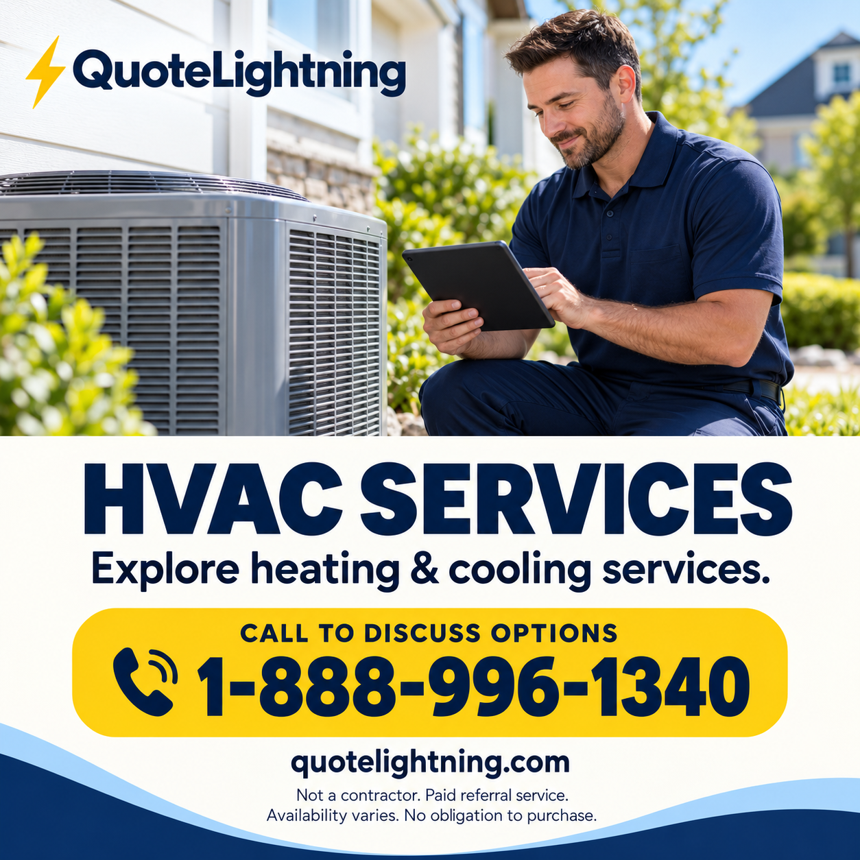 QuoteLightning HVAC — Heating and Cooling — call 1-888-996-1340